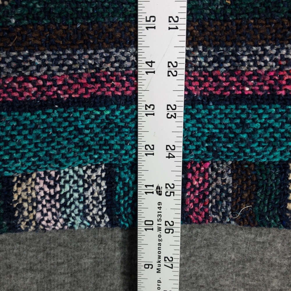 Vintage Drug Rug Pullover Hoodie Hippie Grunge Surf Boho Jacket Adult XL Teal - Picture 8 of 11